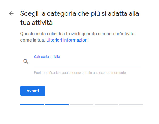 scegliere categoria su google my business