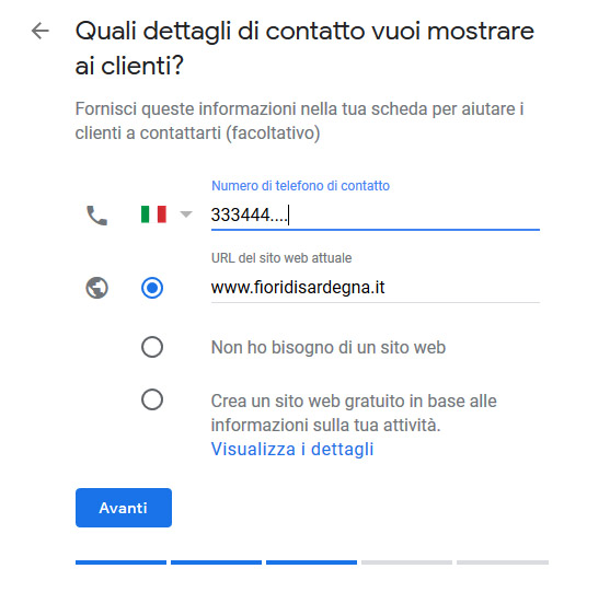 inserire i propri contatti su google my business