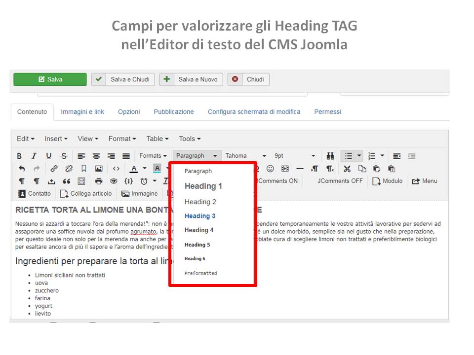 Inserire Tag H1 sito web