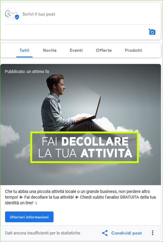 creare un post su google my business