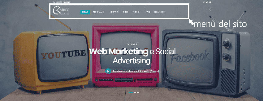 struttura sito web voci menù